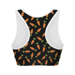 Black Carrot Pattern Print Women's Sports Bra