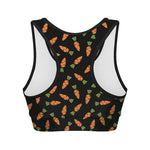 Black Carrot Pattern Print Women's Sports Bra