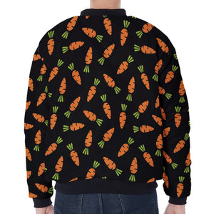 Black Carrot Pattern Print Zip Sleeve Bomber Jacket