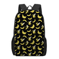 Black Cartoon Banana Pattern Print 17 Inch Backpack