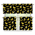 Black Cartoon Banana Pattern Print 3 Piece Kitchen Curtains