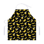 Black Cartoon Banana Pattern Print Adjustable Apron