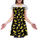 Black Cartoon Banana Pattern Print Adjustable Apron