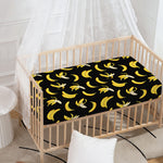 Black Cartoon Banana Pattern Print Baby Crib Sheet