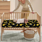 Black Cartoon Banana Pattern Print Baby Crib Sheet