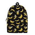Black Cartoon Banana Pattern Print School Backpack