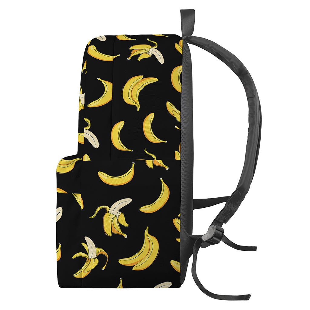 Black Cartoon Banana Pattern Print Backpack