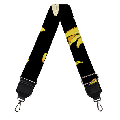 Black Cartoon Banana Pattern Print Bag Strap