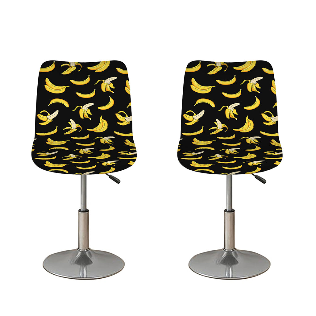 Black Cartoon Banana Pattern Print Bar Stool Covers