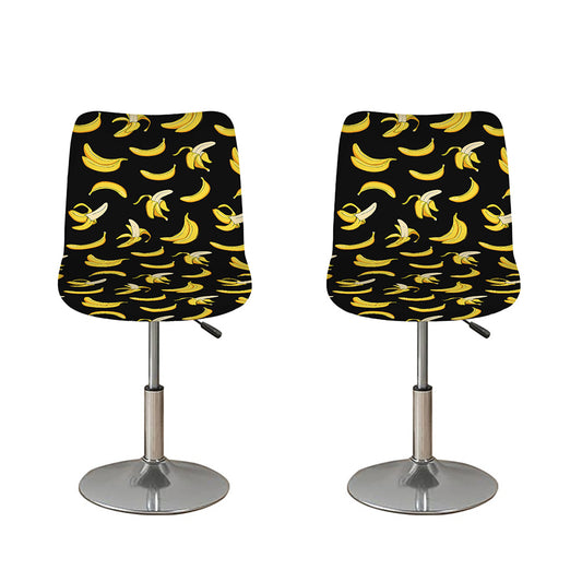 Black Cartoon Banana Pattern Print Bar Stool Covers