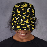 Black Cartoon Banana Pattern Print Baseball Cap