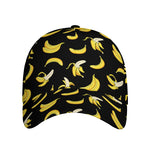 Black Cartoon Banana Pattern Print Baseball Cap