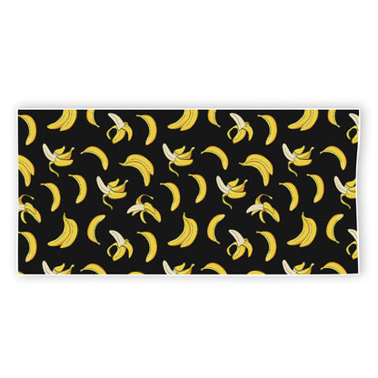 Black Cartoon Banana Pattern Print Beach Towel