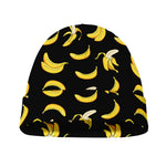 Black Cartoon Banana Pattern Print Beanie