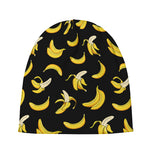 Black Cartoon Banana Pattern Print Beanie