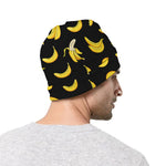Black Cartoon Banana Pattern Print Beanie