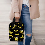 Black Cartoon Banana Pattern Print Bible Tote Bag