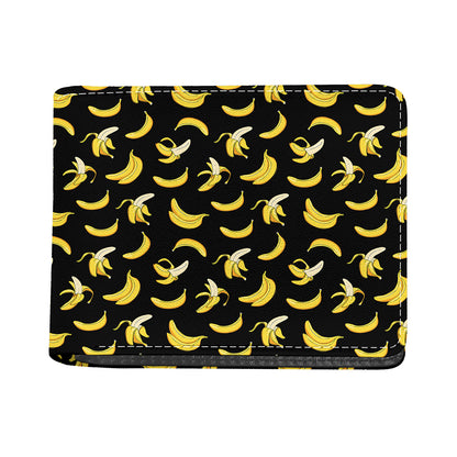 Black Cartoon Banana Pattern Print Bifold Wallet