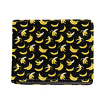 Black Cartoon Banana Pattern Print Bifold Wallet