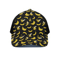 Black Cartoon Banana Pattern Print Black Mesh Trucker Hat