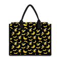 Black Cartoon Banana Pattern Print Canvas Tote Bag