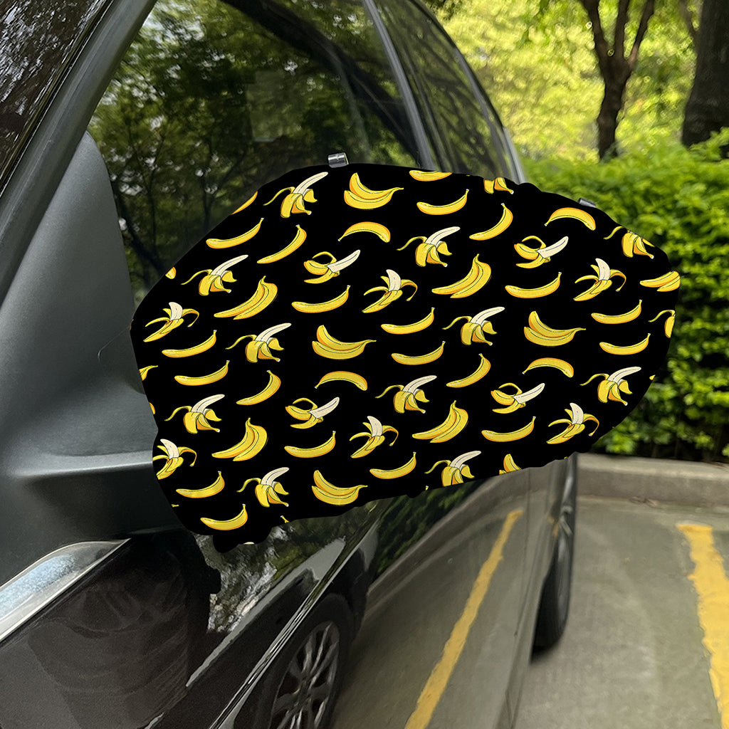 Black Cartoon Banana Pattern Print Car Side Mirror Covers
