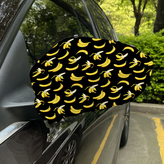 Black Cartoon Banana Pattern Print Car Side Mirror Covers