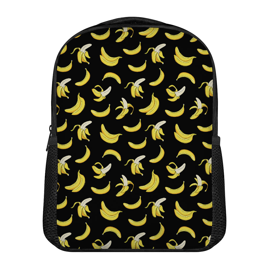 Black Cartoon Banana Pattern Print Casual Backpack
