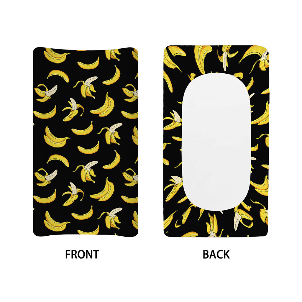Black Cartoon Banana Pattern Print Changing Pad Cover