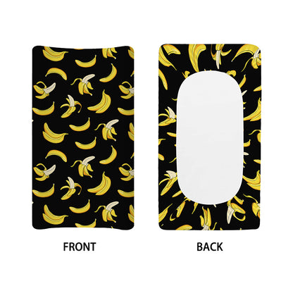 Black Cartoon Banana Pattern Print Changing Pad Cover