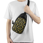 Black Cartoon Banana Pattern Print Chest Bag