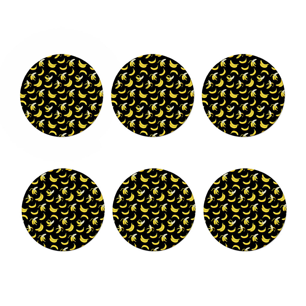 Black Cartoon Banana Pattern Print Coaster Set