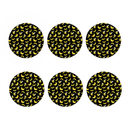 Black Cartoon Banana Pattern Print Coaster Set