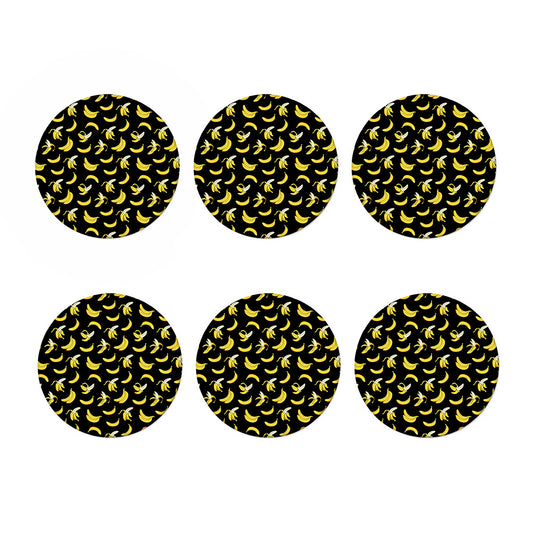 Black Cartoon Banana Pattern Print Coaster Set