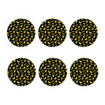 Black Cartoon Banana Pattern Print Coaster Set