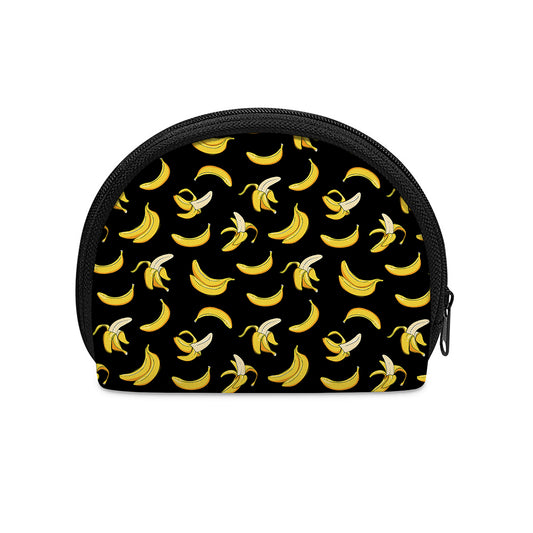 Black Cartoon Banana Pattern Print Coin Purse