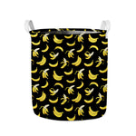 Black Cartoon Banana Pattern Print Collapsible Laundry Basket