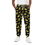 Black Cartoon Banana Pattern Print Cotton Pants