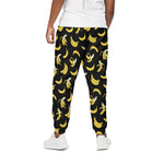 Black Cartoon Banana Pattern Print Cotton Pants