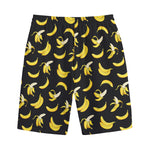 Black Cartoon Banana Pattern Print Cotton Shorts