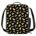 Black Cartoon Banana Pattern Print Crossbody Lunch Bag