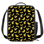 Black Cartoon Banana Pattern Print Crossbody Lunch Bag