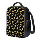 Black Cartoon Banana Pattern Print Crossbody Lunch Bag