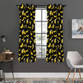 Black Cartoon Banana Pattern Print Grommet Curtain Panels