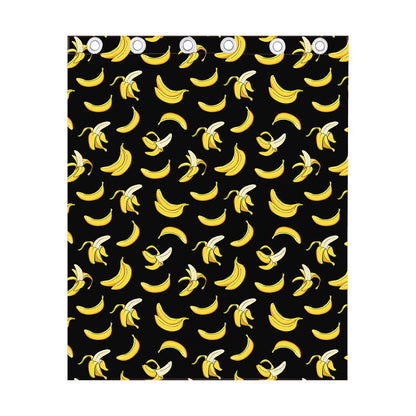 Black Cartoon Banana Pattern Print Curtain