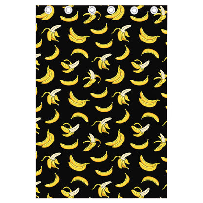 Black Cartoon Banana Pattern Print Curtain