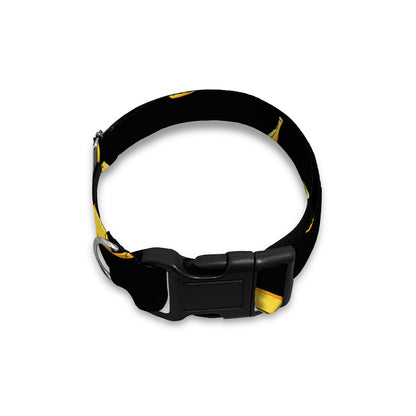 Black Cartoon Banana Pattern Print Dog Collar