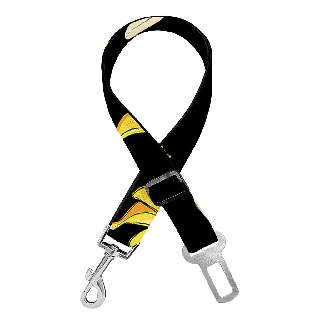 Black Cartoon Banana Pattern Print Dog Seat Belt