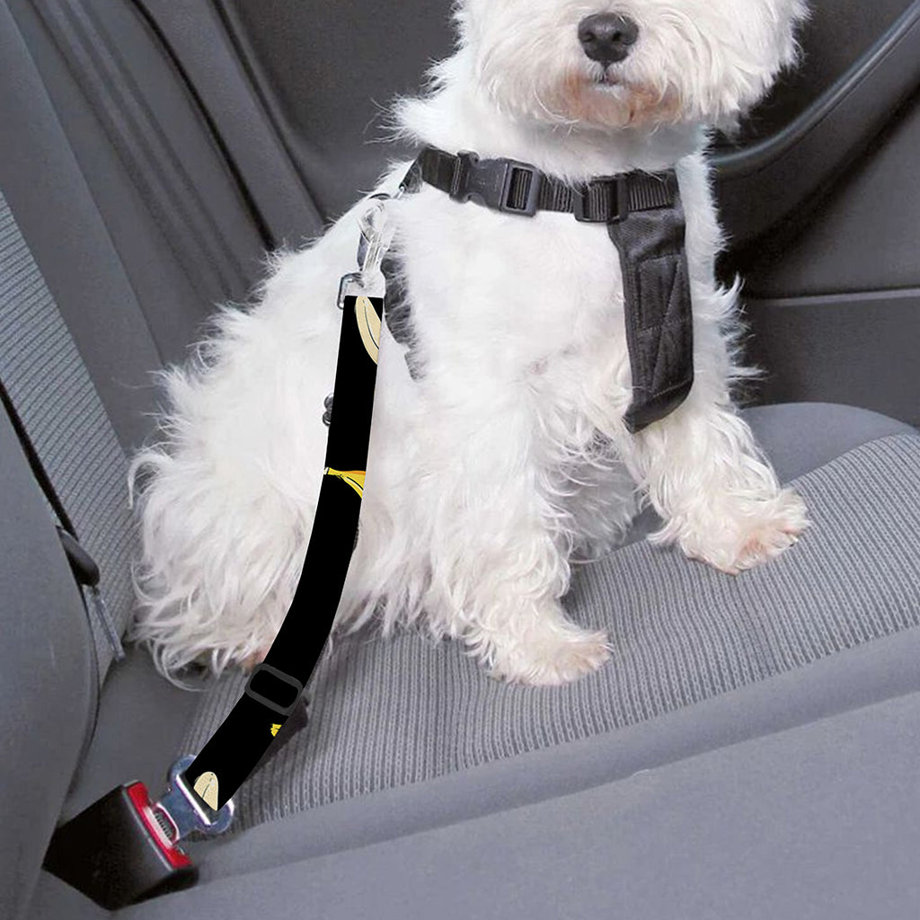 Black Cartoon Banana Pattern Print Dog Seat Belt