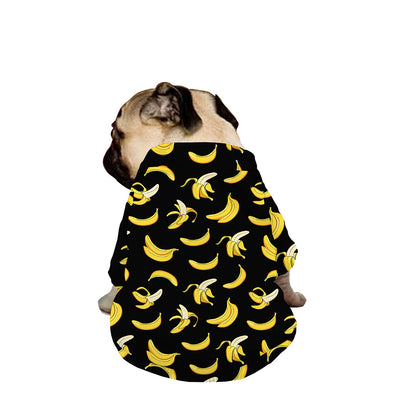 Black Cartoon Banana Pattern Print Dog Zip Up Jacket